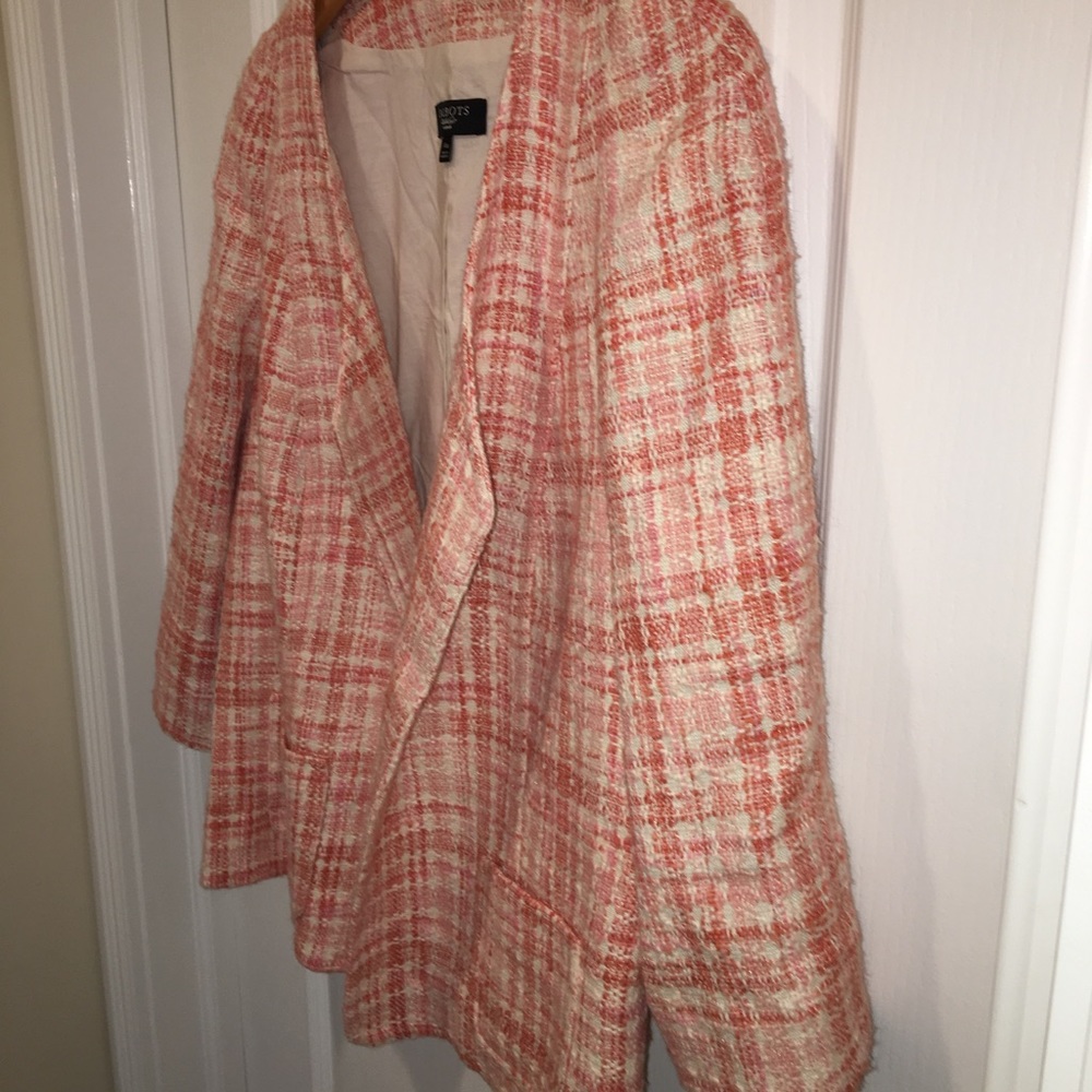 Talbots Pink And Orange Tweed Blazer, Size 14 - image 4